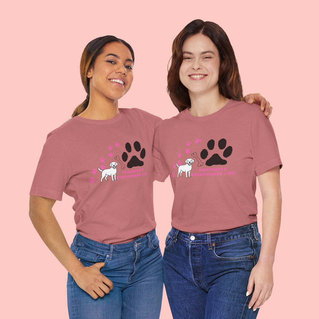 Dog Pawprint T-Shirt — "Pawprints Everywhere I Go" Cute Pet Lover Tee