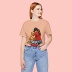 Dog Mom T-Shirt - Cute Woman Hugging Golden Retriever Tee