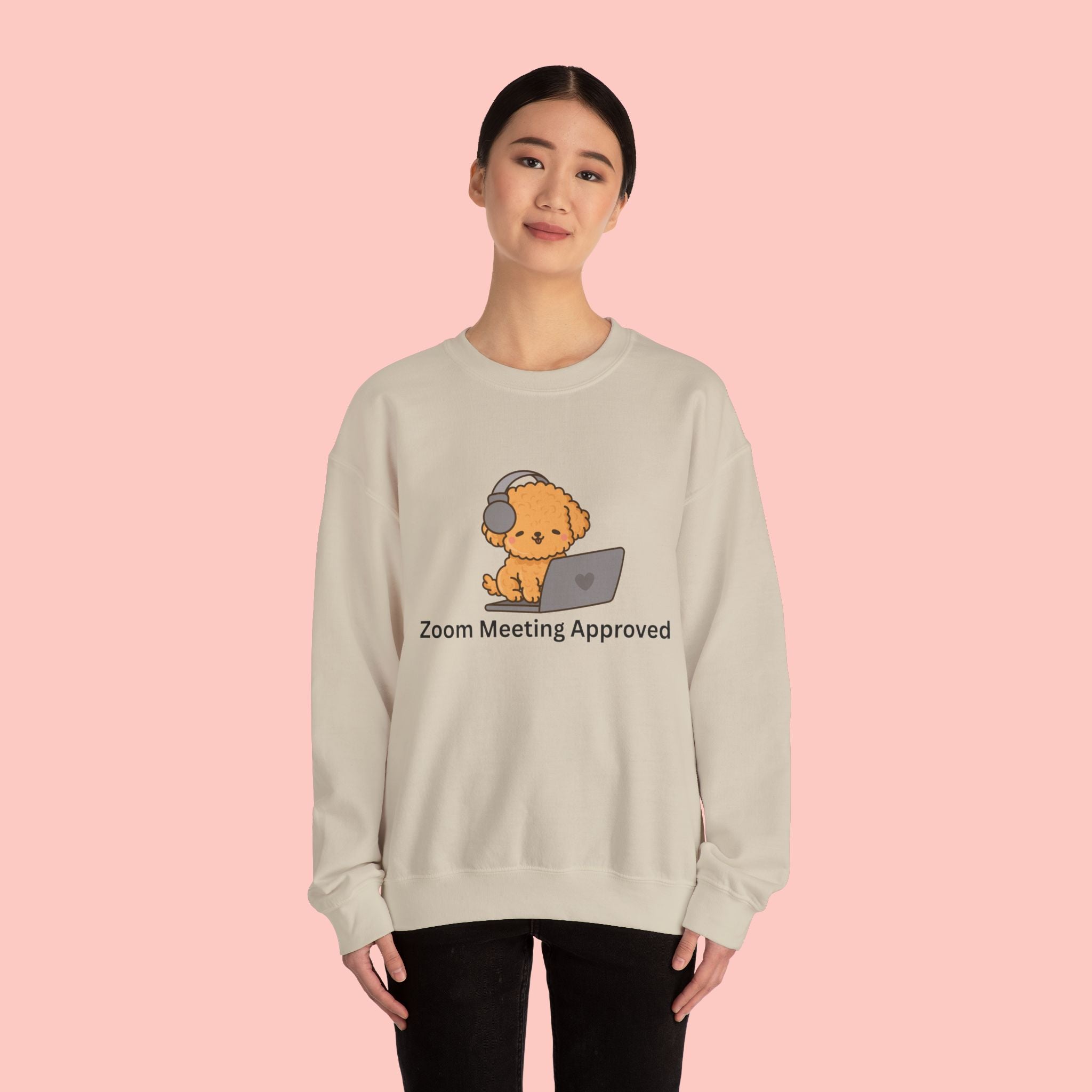 Crewneck Sweatshirt - Cute Puppy "Zoom Meeting Approved" Graphic