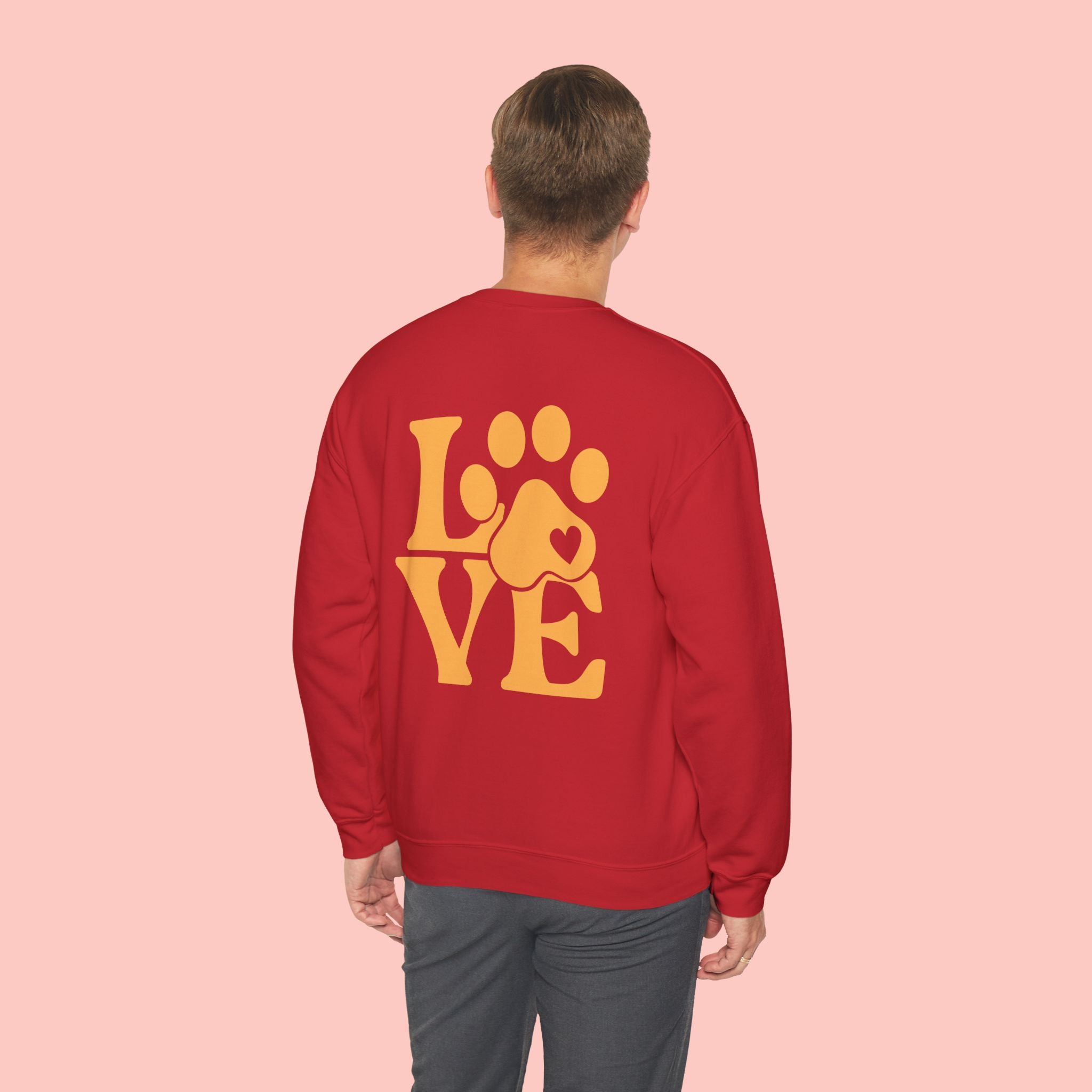 Crewneck Sweatshirt - 'LOVE' Paw Print Graphic | Pet Lover Pullover