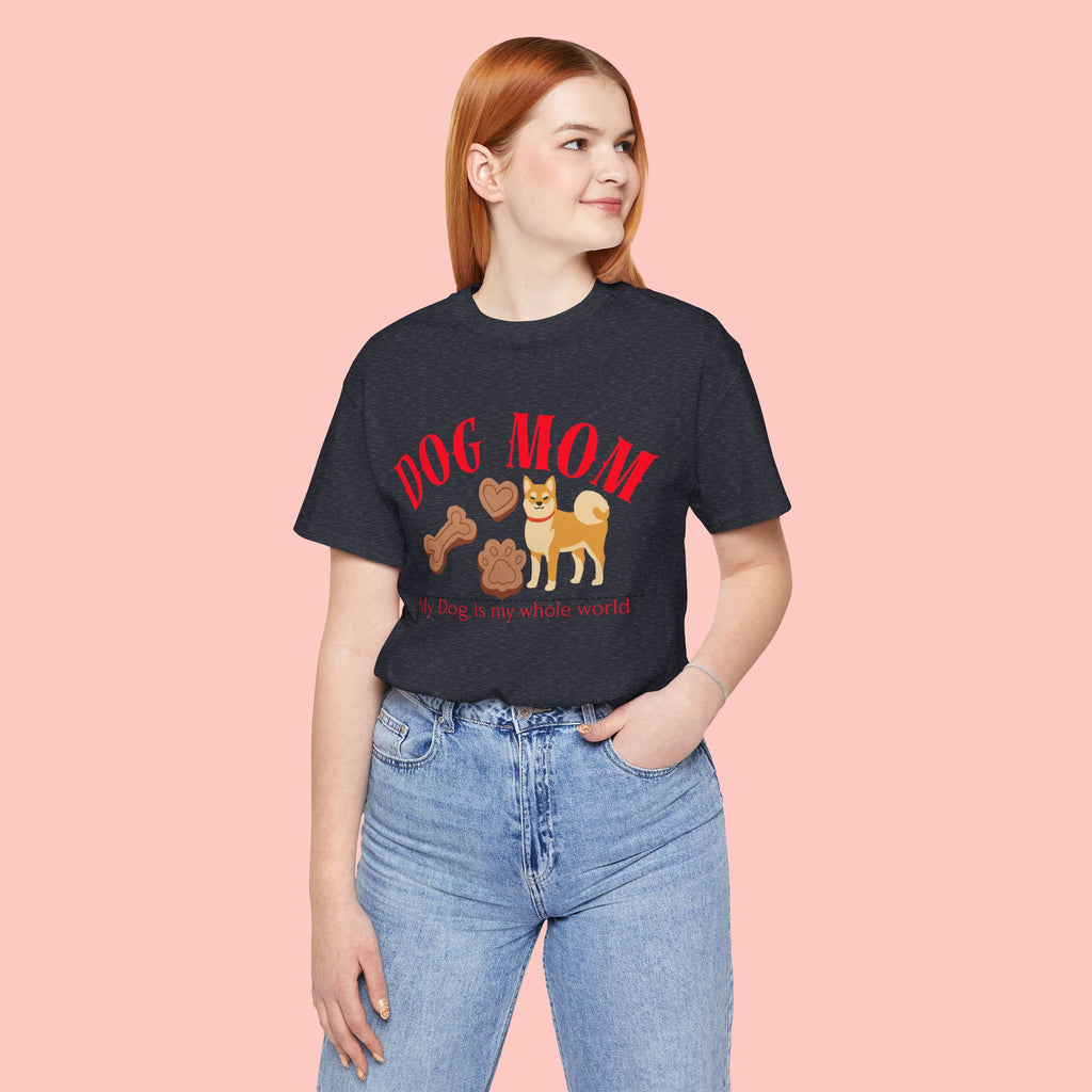 Dog Mom T-Shirt — Cute Shiba & Treats “My Dog Is My Whole World” Tee