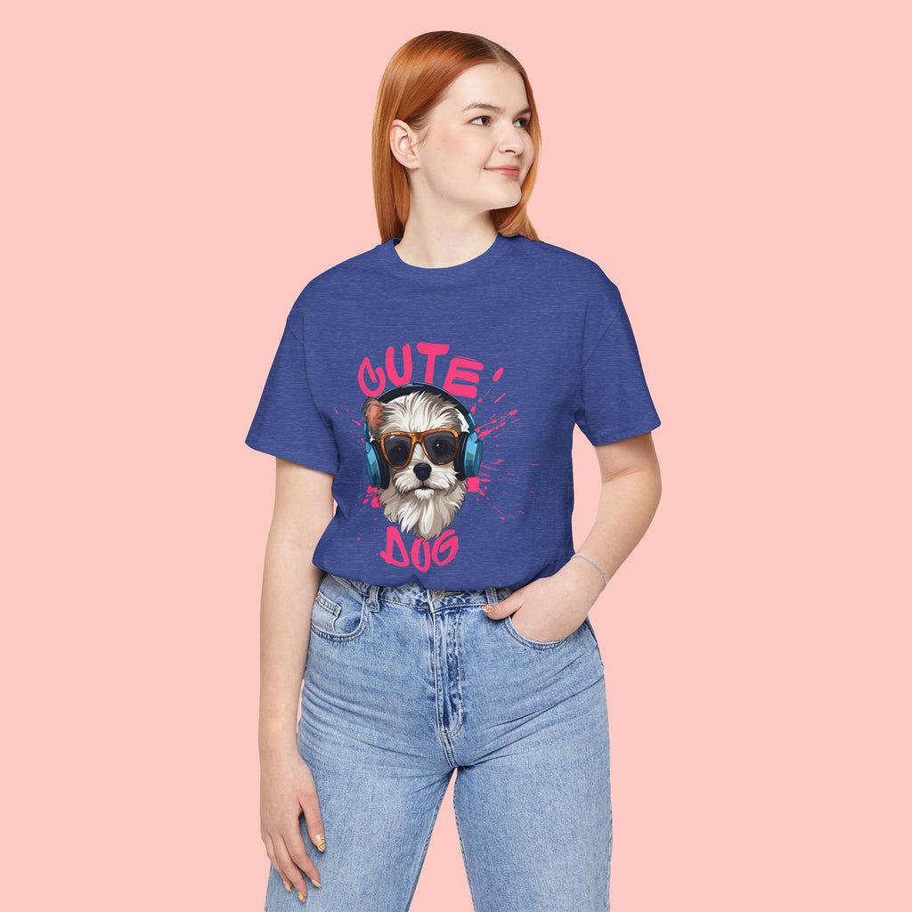 Cute Dog Tee — Headphones Puppy Graphic T-Shirt