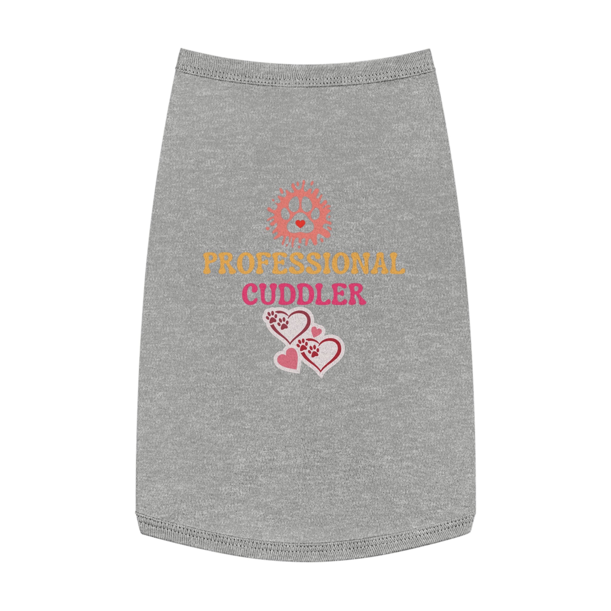 Professional Cuddler Pet Tank Top — Cute Paw Heart Dog & Cat Shirt for Small Pets