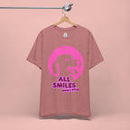 All Smiles Mom's Rules T-Shirt — Cute Pink Dog Graphic Tee for Moms & Pet Lovers