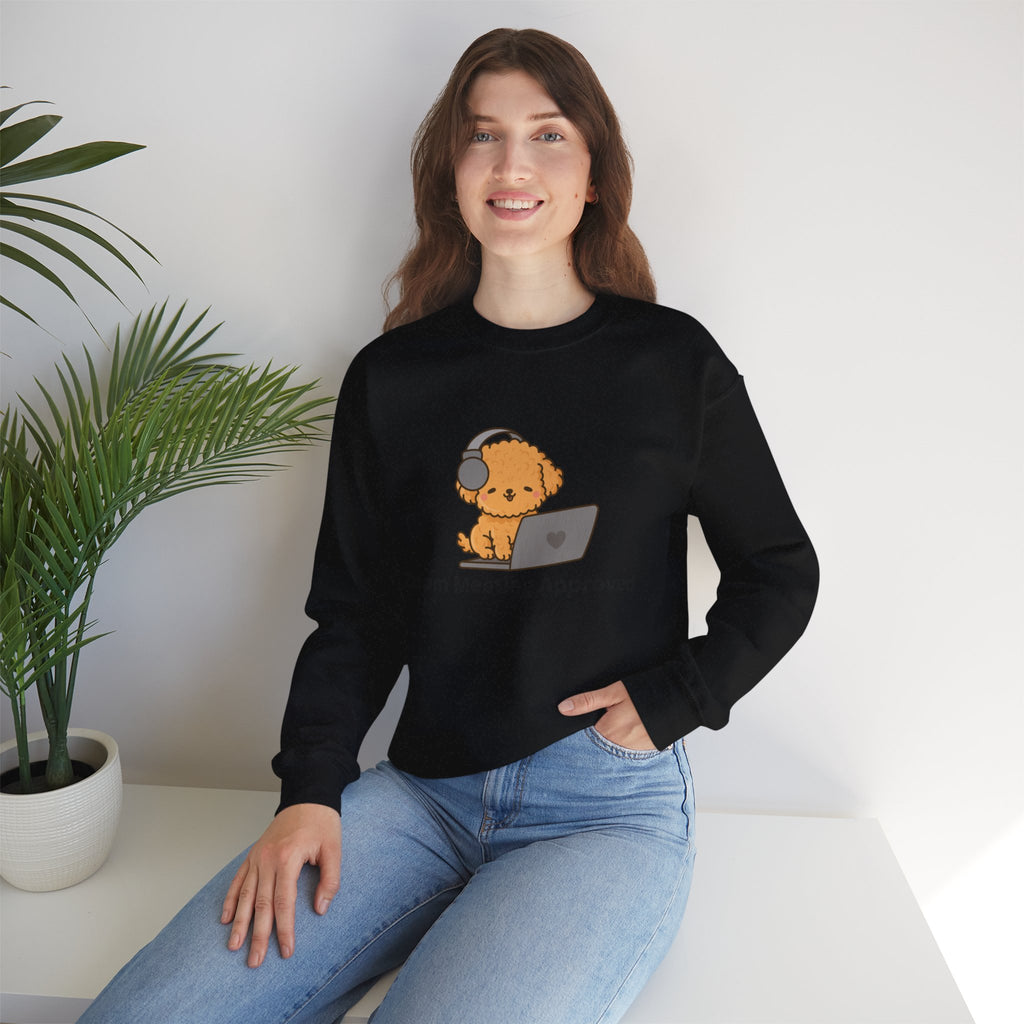 Crewneck Sweatshirt - Cute Puppy "Zoom Meeting Approved" Graphic