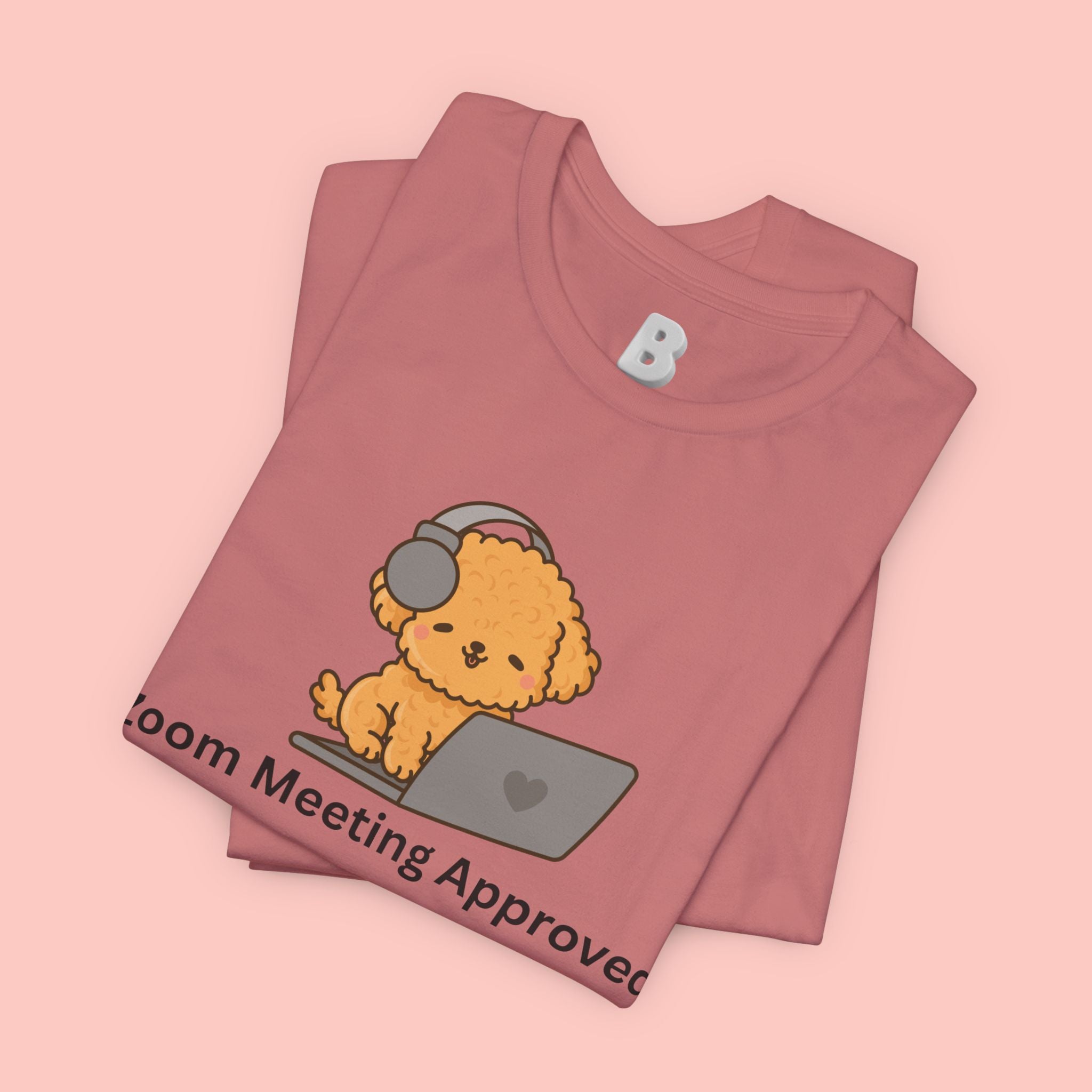 Zoom Meeting Approved Tee — Cute Puppy with Headset Laptop Graphic