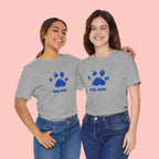 Dog Mom Paw Print T-Shirt — Distressed Blue Design