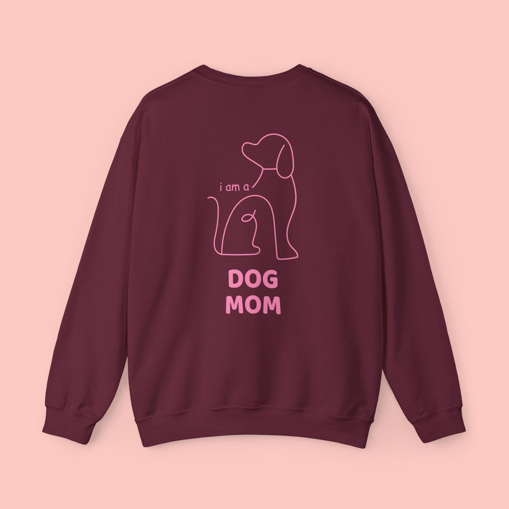 Dog Mom Crewneck Sweatshirt — Pink Minimalist Dog Outline