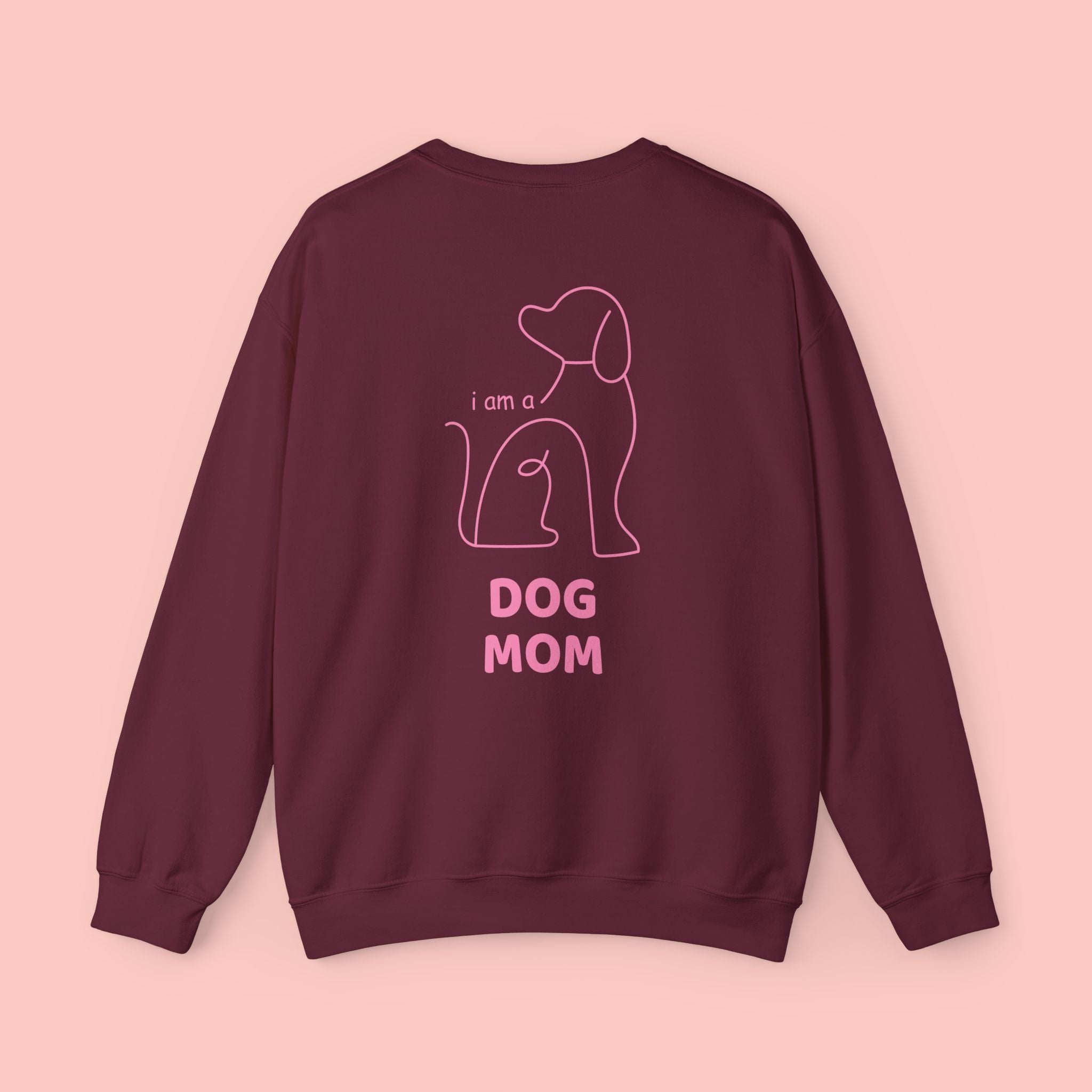 Dog Mom Crewneck Sweatshirt — Pink Minimalist Dog Outline
