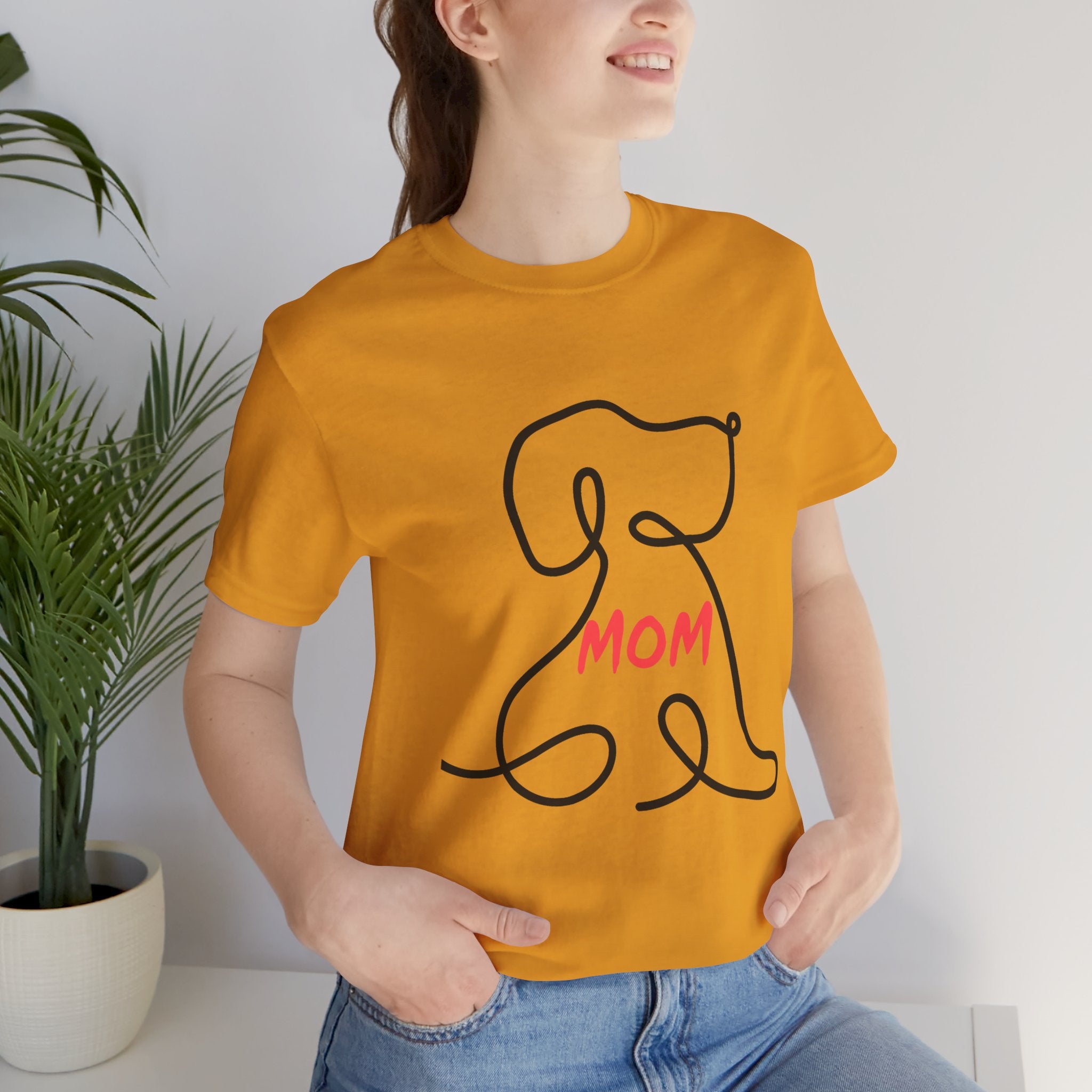 Mom Dog T-Shirt — Minimal Line Art Puppy Tee for Dog Moms, Mother's Day Gift