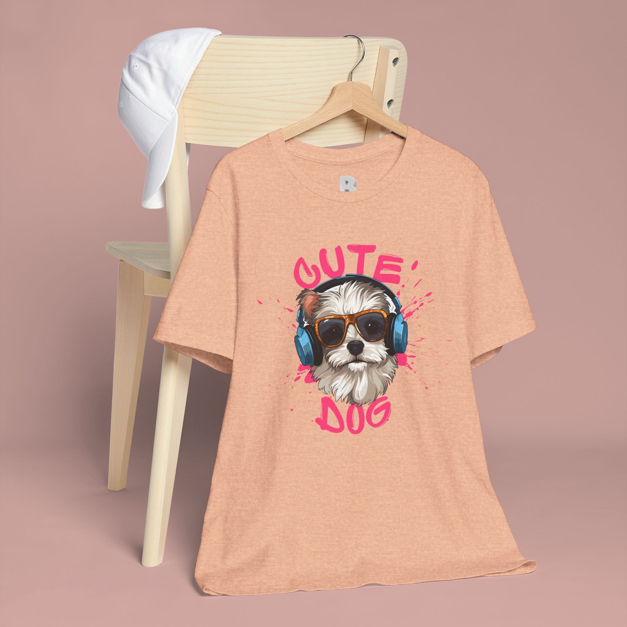 Cute Dog Tee — Headphones Puppy Graphic T-Shirt