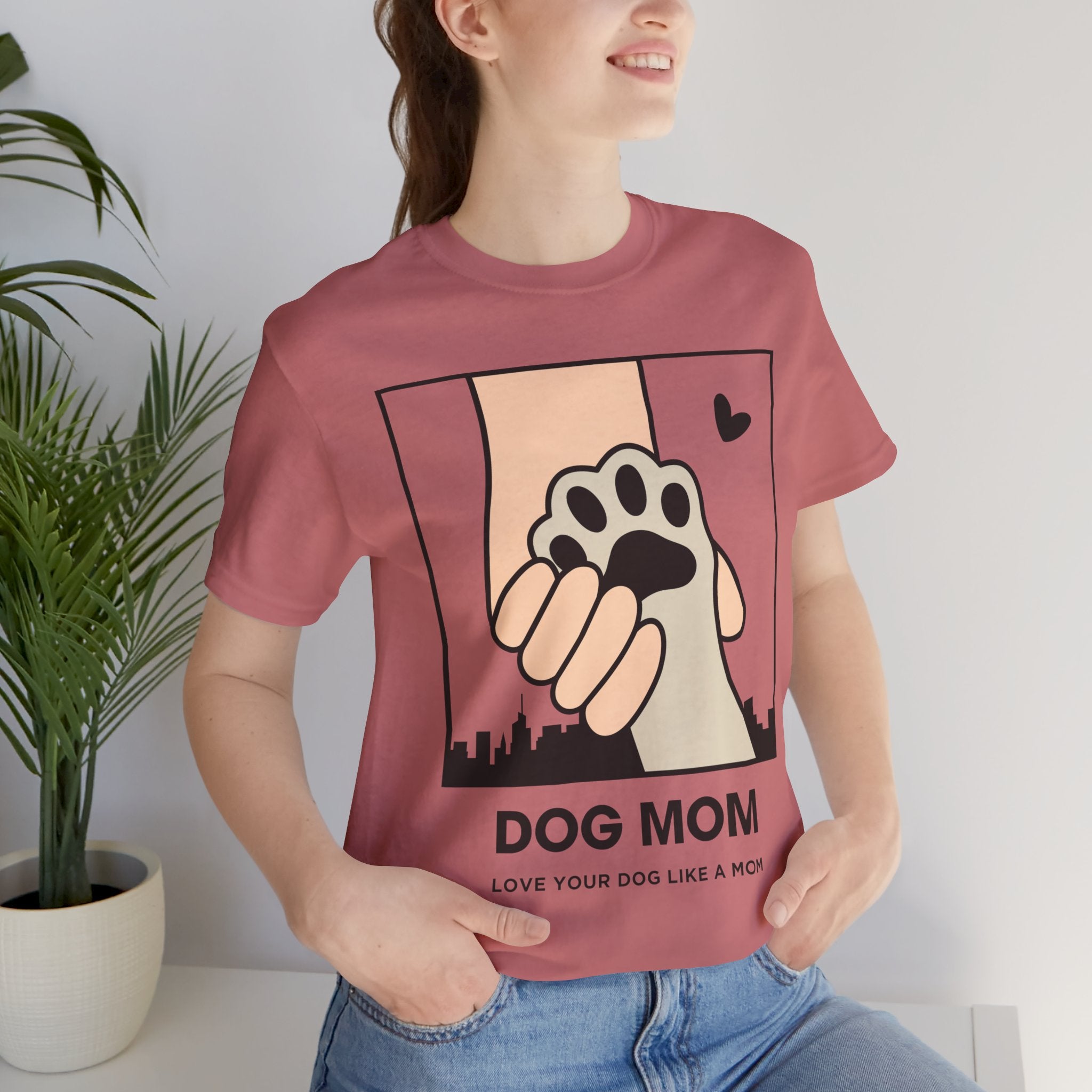 Dog Mom T-Shirt — "Love Your Dog Like a Mom" Paw Print Graphic
