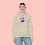 Dog Mom Paw Print Hoodie – Cute Pet Lover Sweatshirt, Blue Paw 'DOG MOM' Design