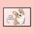 Framed Canvas Print — "First My Dog, Then Everything Else" Corgi Wall Art