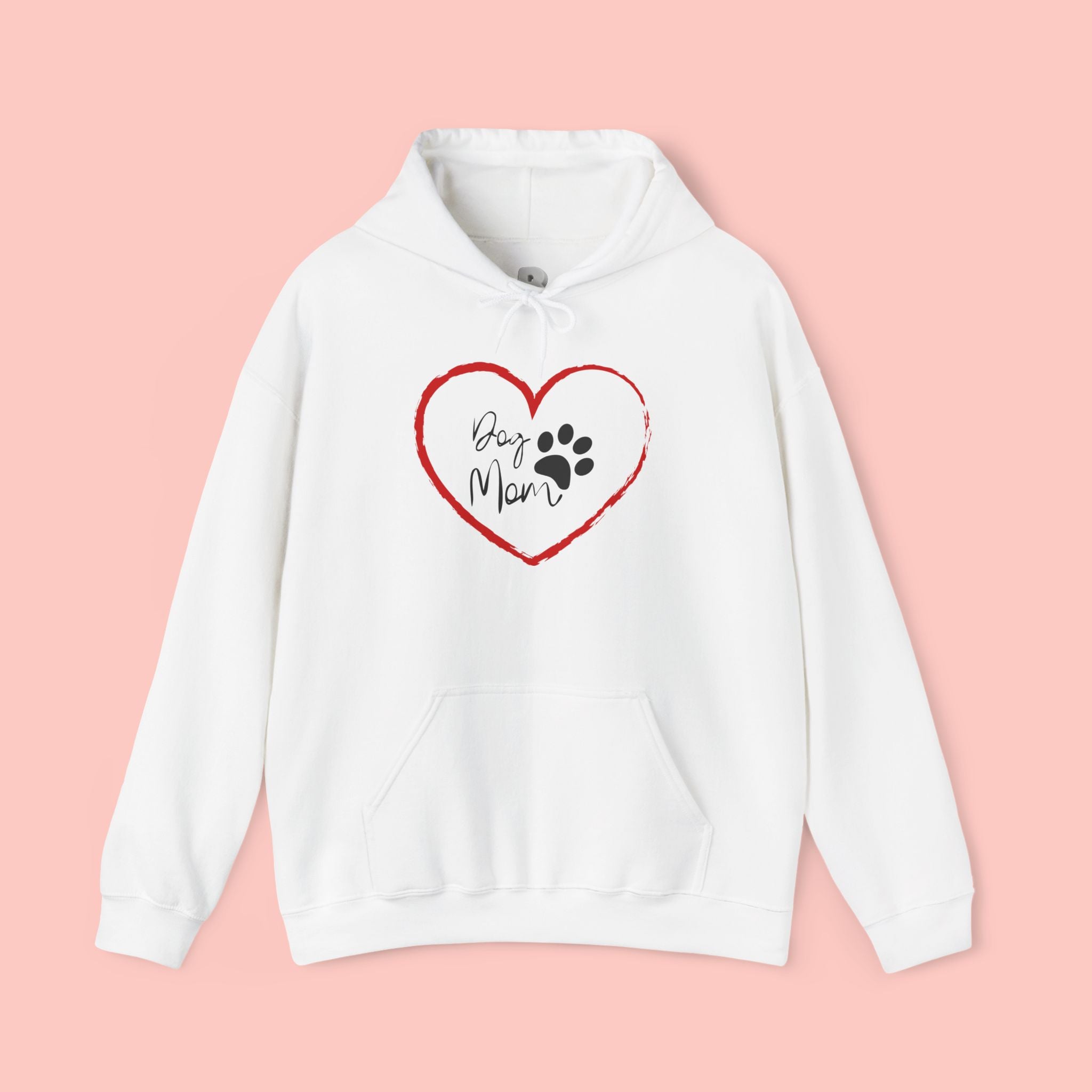 Dog Mom Hoodie — Heart Paw Print Pullover for Pet Lovers