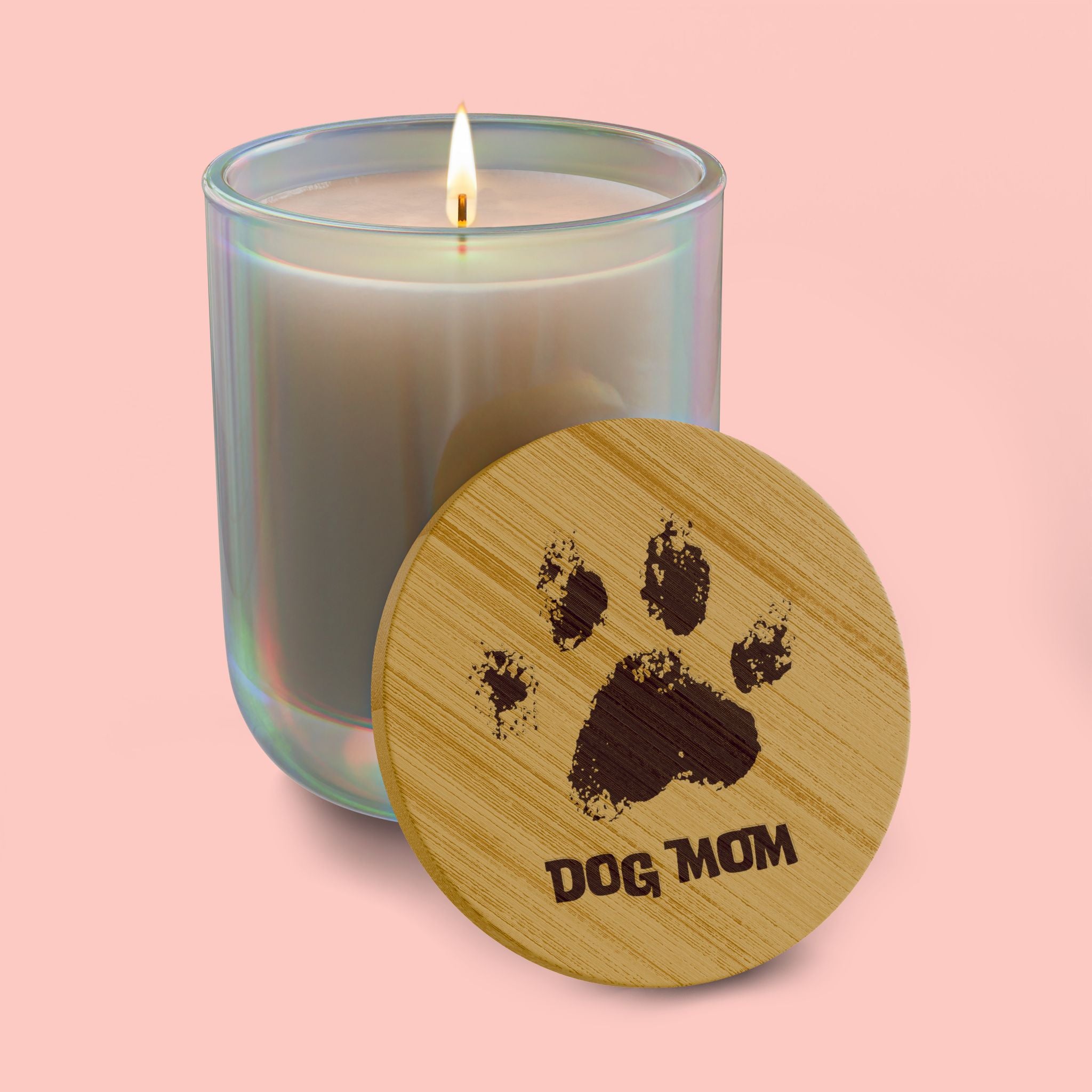 Dog Mom Scented Soy Candle — 14oz Engraved Wooden Lid