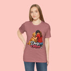 Dog Mom T-Shirt - Cute Woman Hugging Golden Retriever Tee