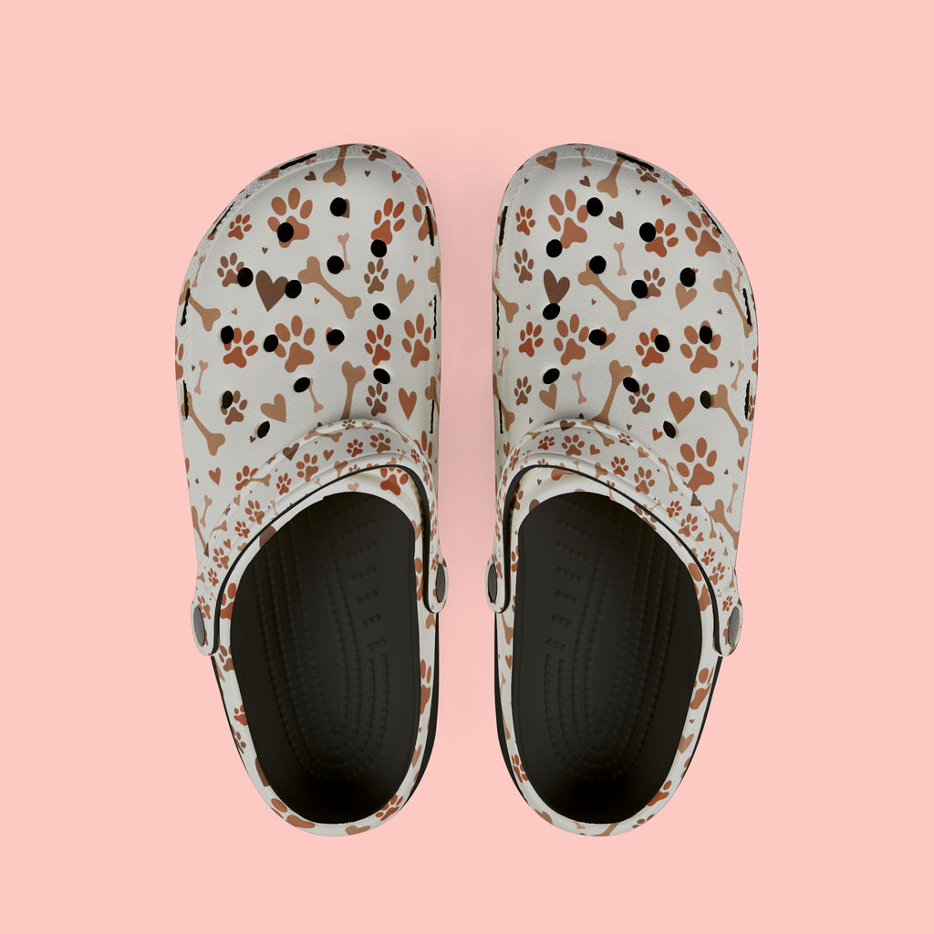 Paw Print EVA Foam Clogs — Cute Dog Bone & Paw Slip-On Shoes