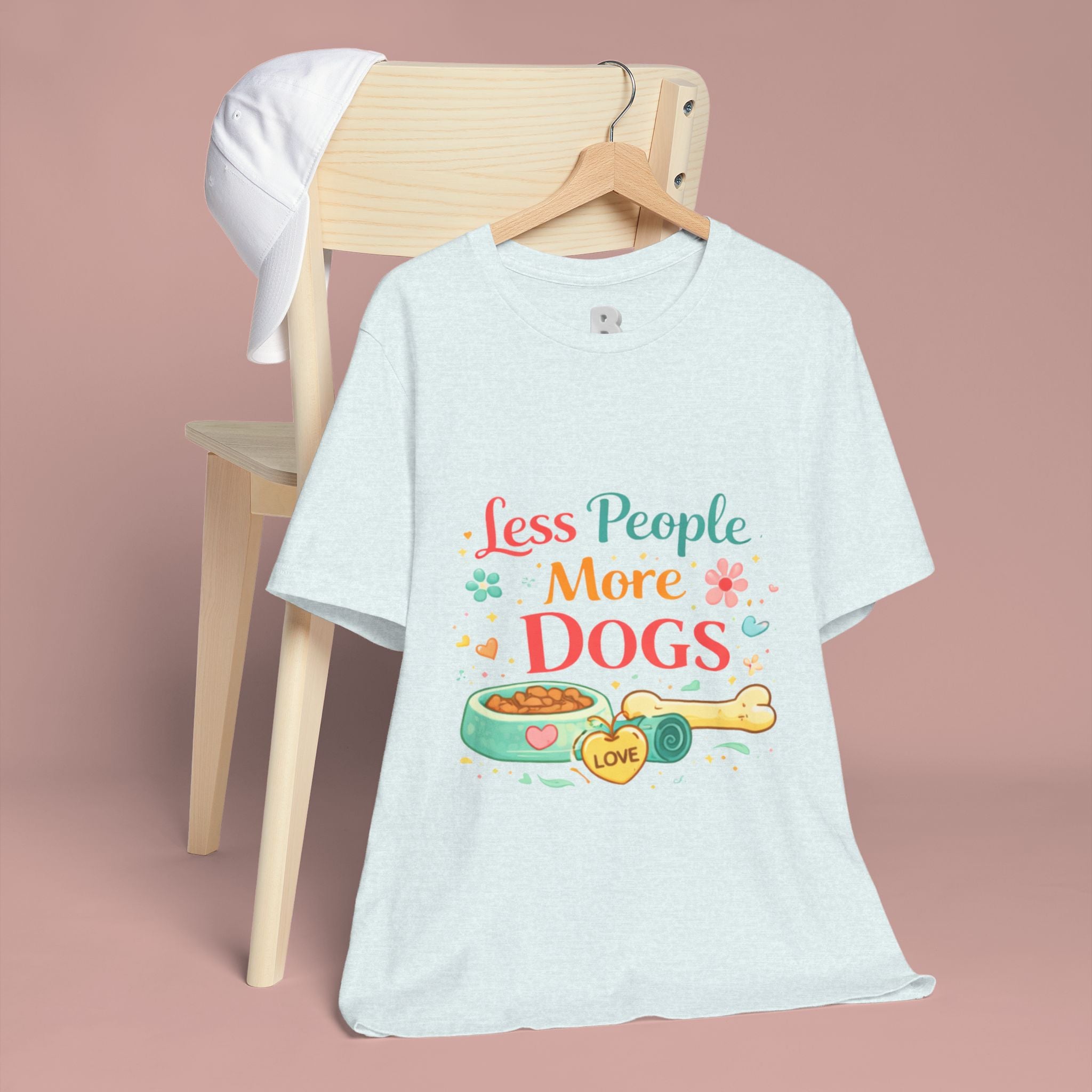 Less People More Dogs T-Shirt – Cute Dog Bowl & Bone Graphic Tee
