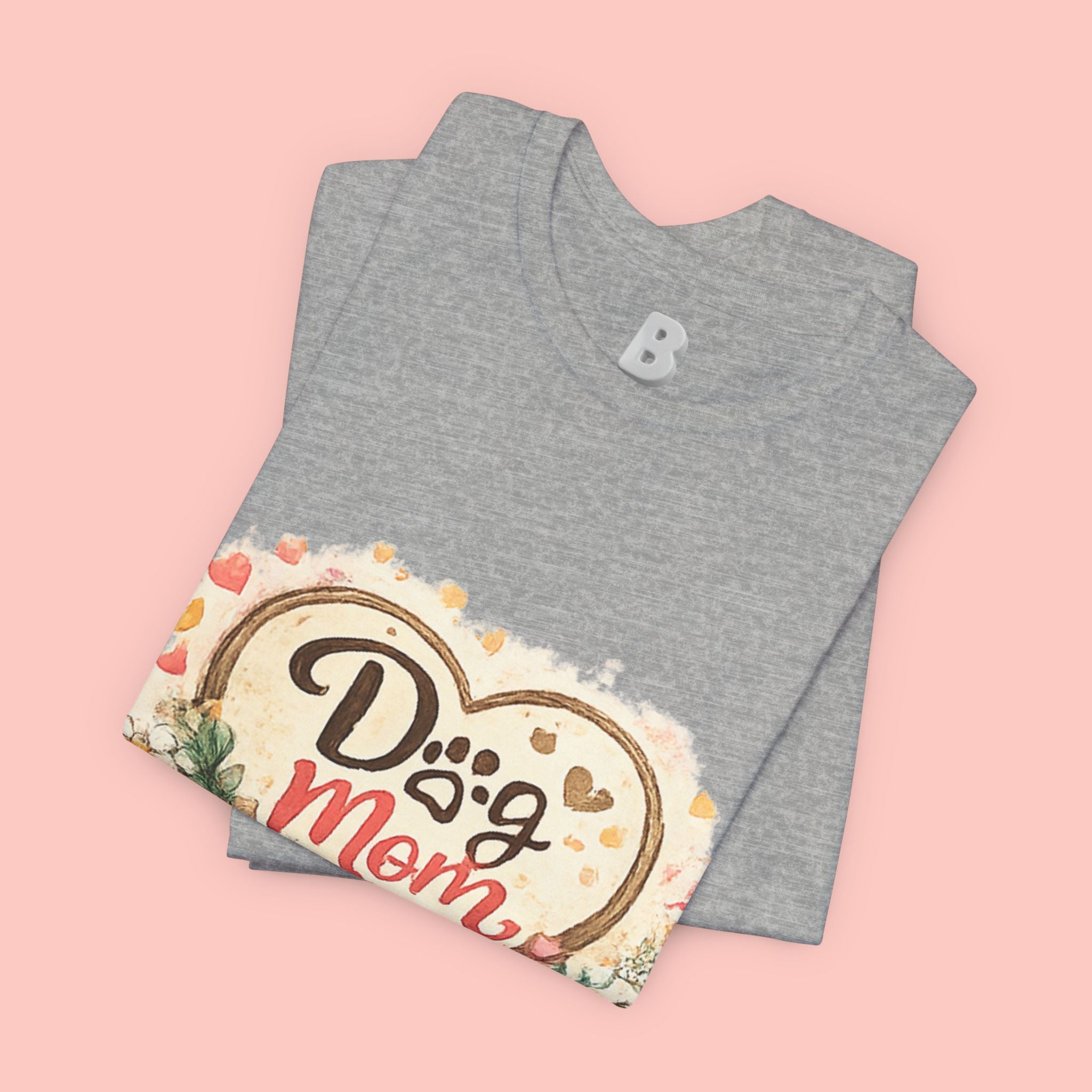 Dog Mom T-Shirt – Floral Heart Paw Design