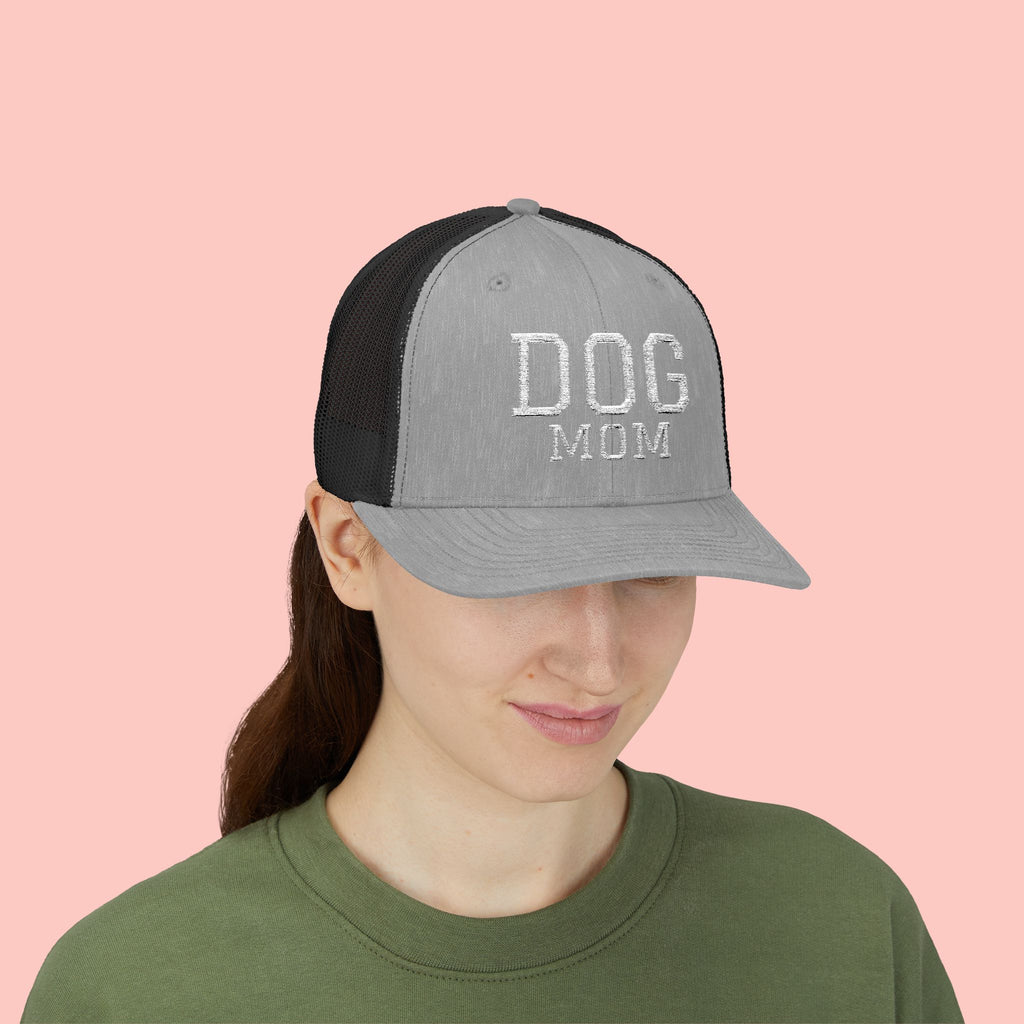 Dog Mom Trucker Cap — Rhinestone Lettering Snapback Hat