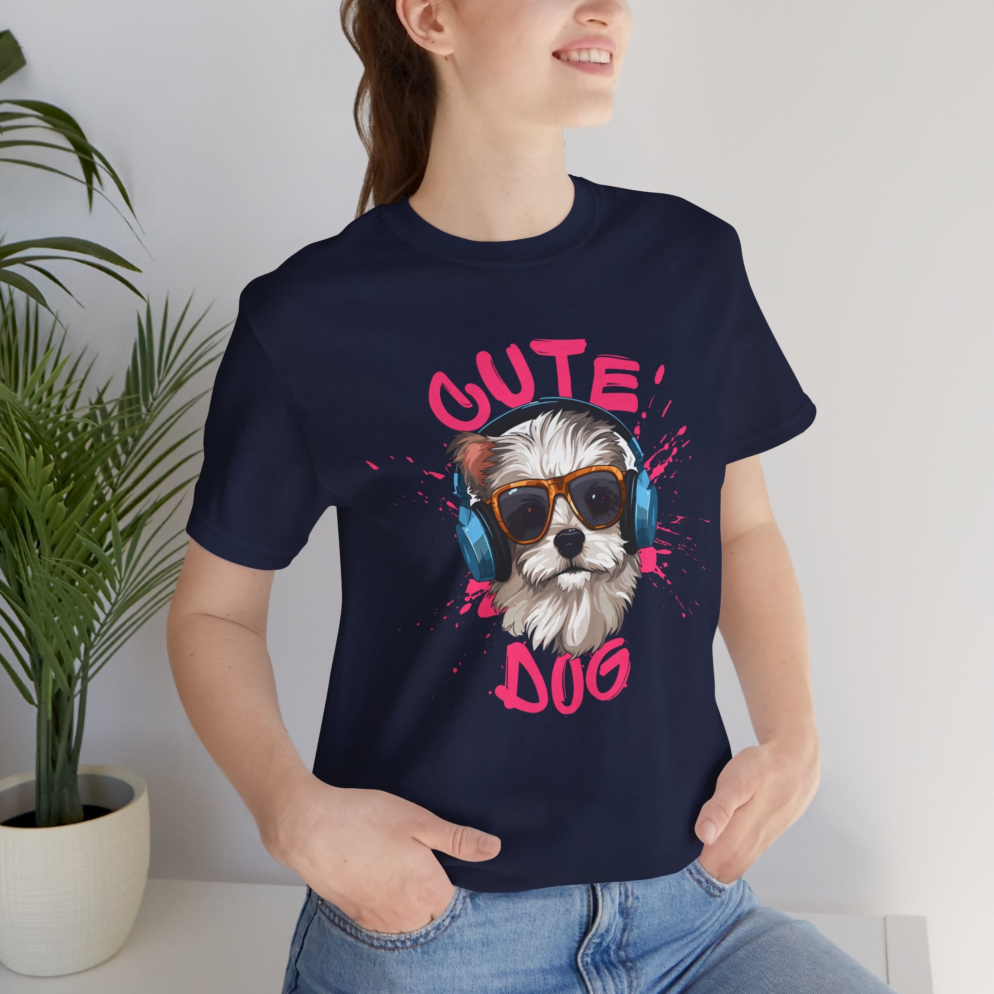 Cute Dog Tee — Headphones Puppy Graphic T-Shirt