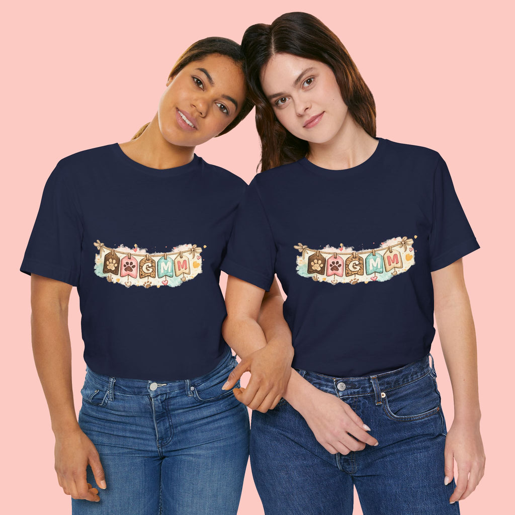 Pet Mom Banner Tee — Cute Paw Print "MOM" Graphic T-Shirt