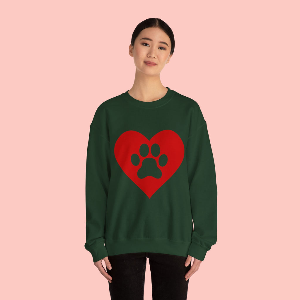 Heart Paw Crewneck Sweatshirt — Cute Pet Lover Pullover