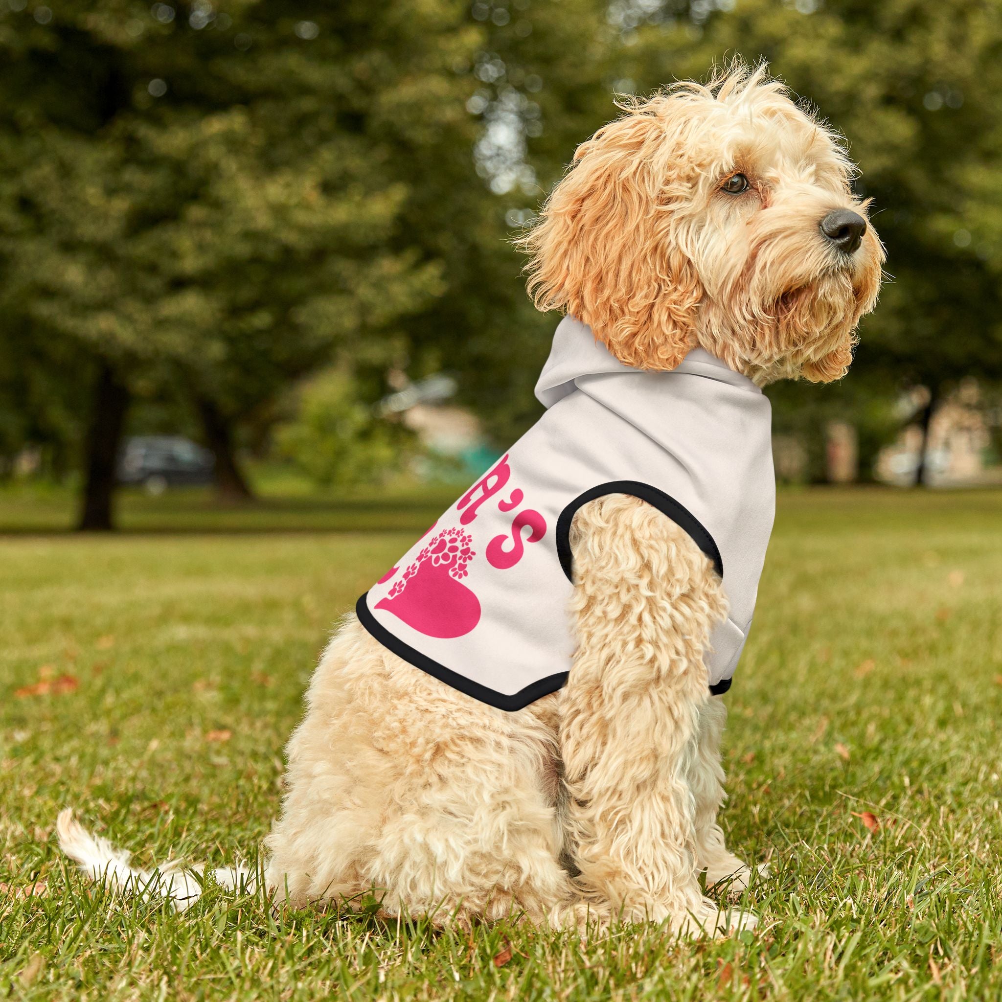 Pet Hoodie — "Mama’s Girl" Pink Heart Puppy Hoodie