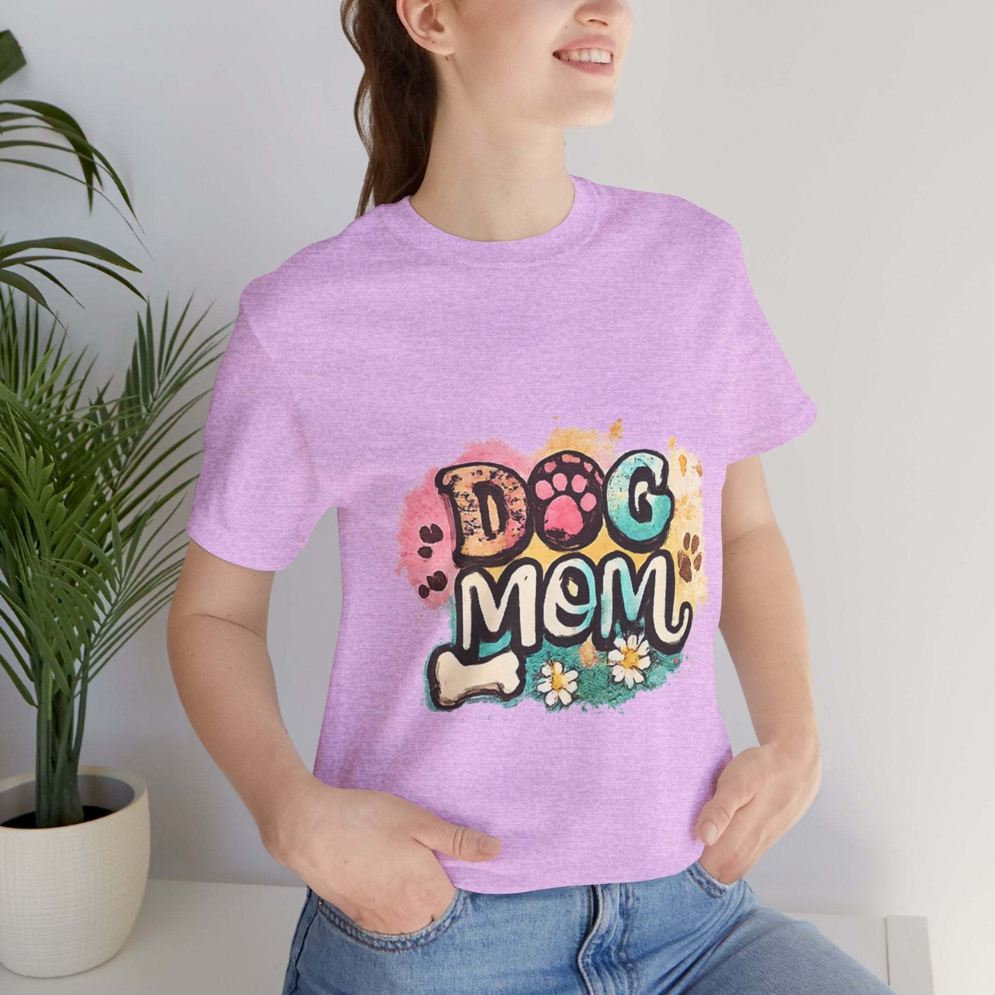Dog Mom T-Shirt — Colorful Paw Print Graphic Tee for Pet Lovers