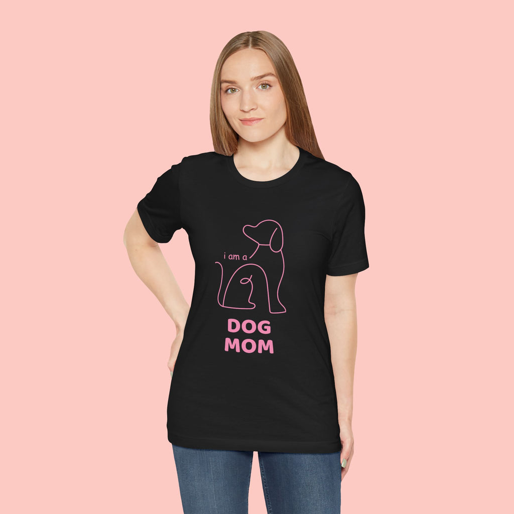 Dog Mom T‑Shirt – Minimal Pink Line Art Dog Tee