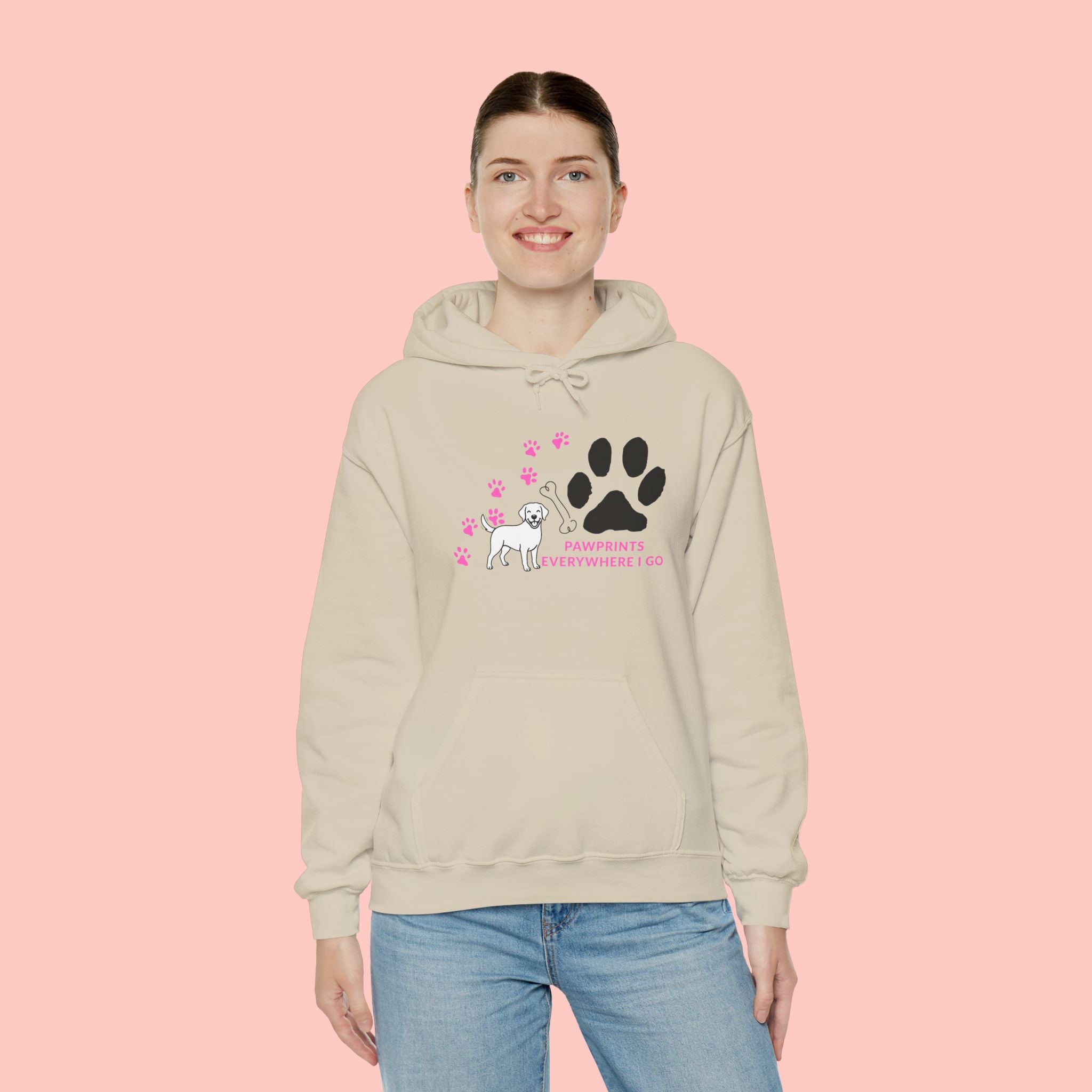 Dog Lover Hoodie — "Pawprints Wherever I Go" Pullover