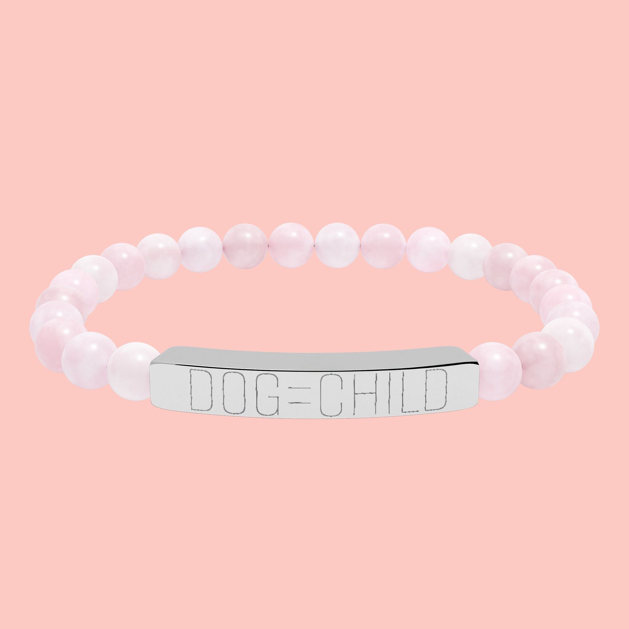 Engraved Natural Stone Bar Bracelet — Personalized Stretch Beaded Bracelet
