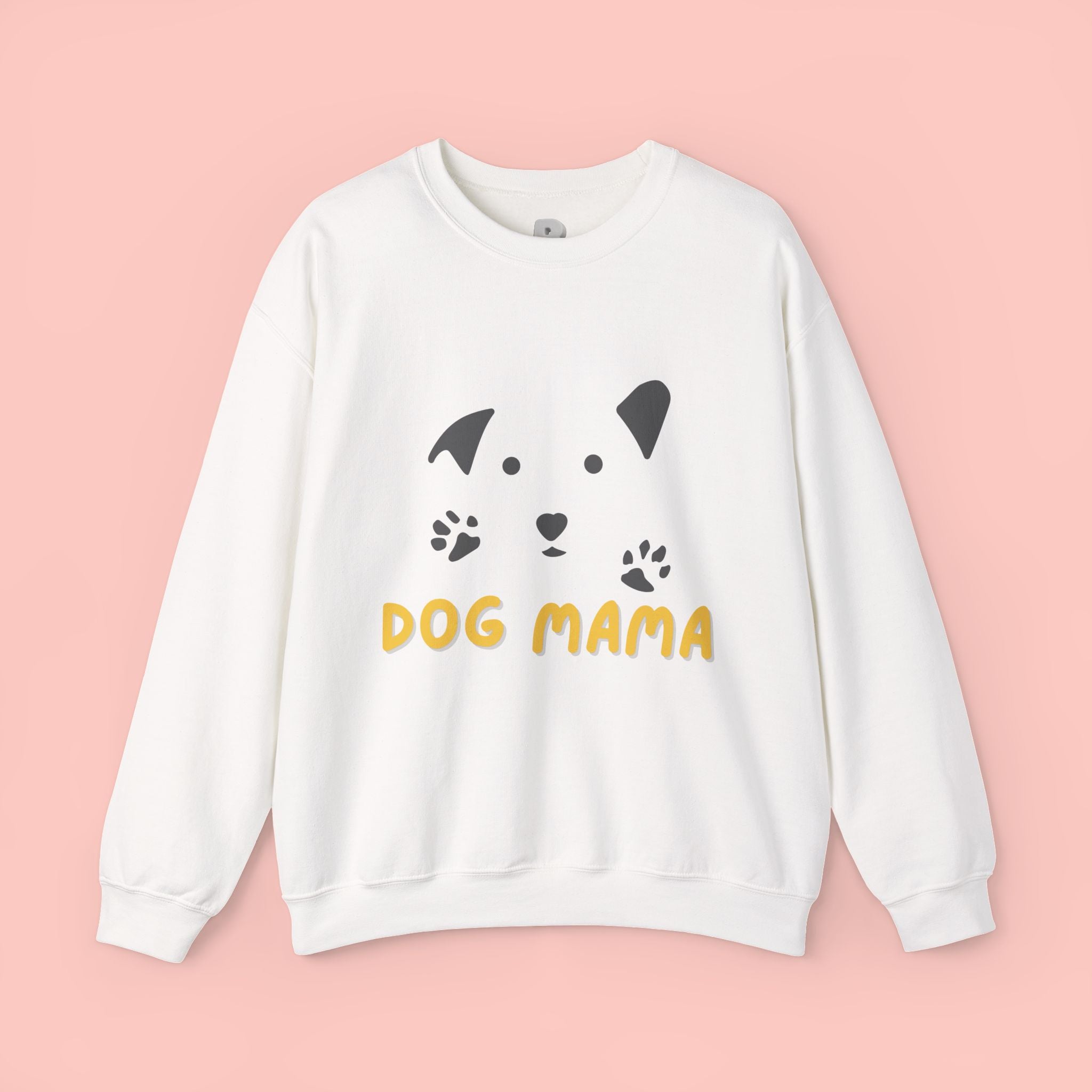 Dog Mama Crewneck Sweatshirt – Cute Paw Print & Puppy Graphic
