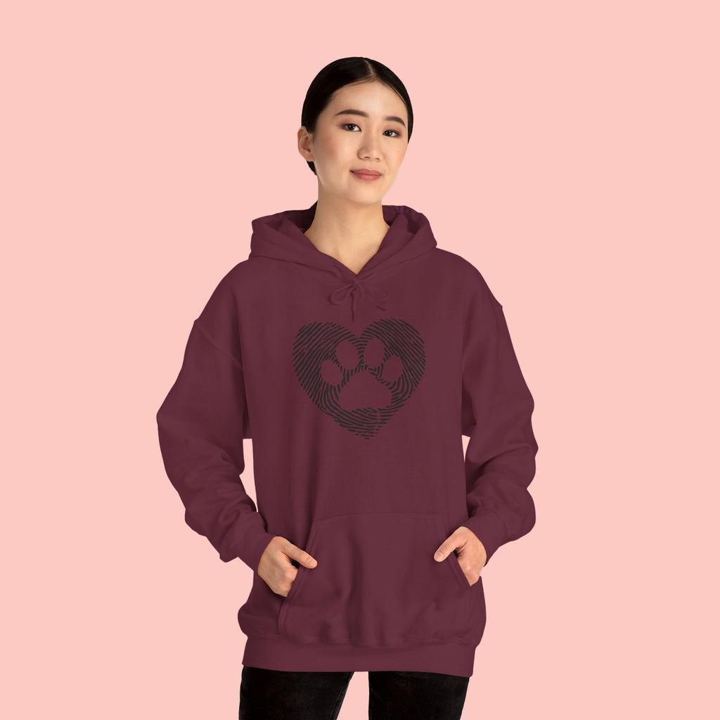 Heart Paw Print Hoodie — Dog Lover Heart Paw Graphic Sweatshirt