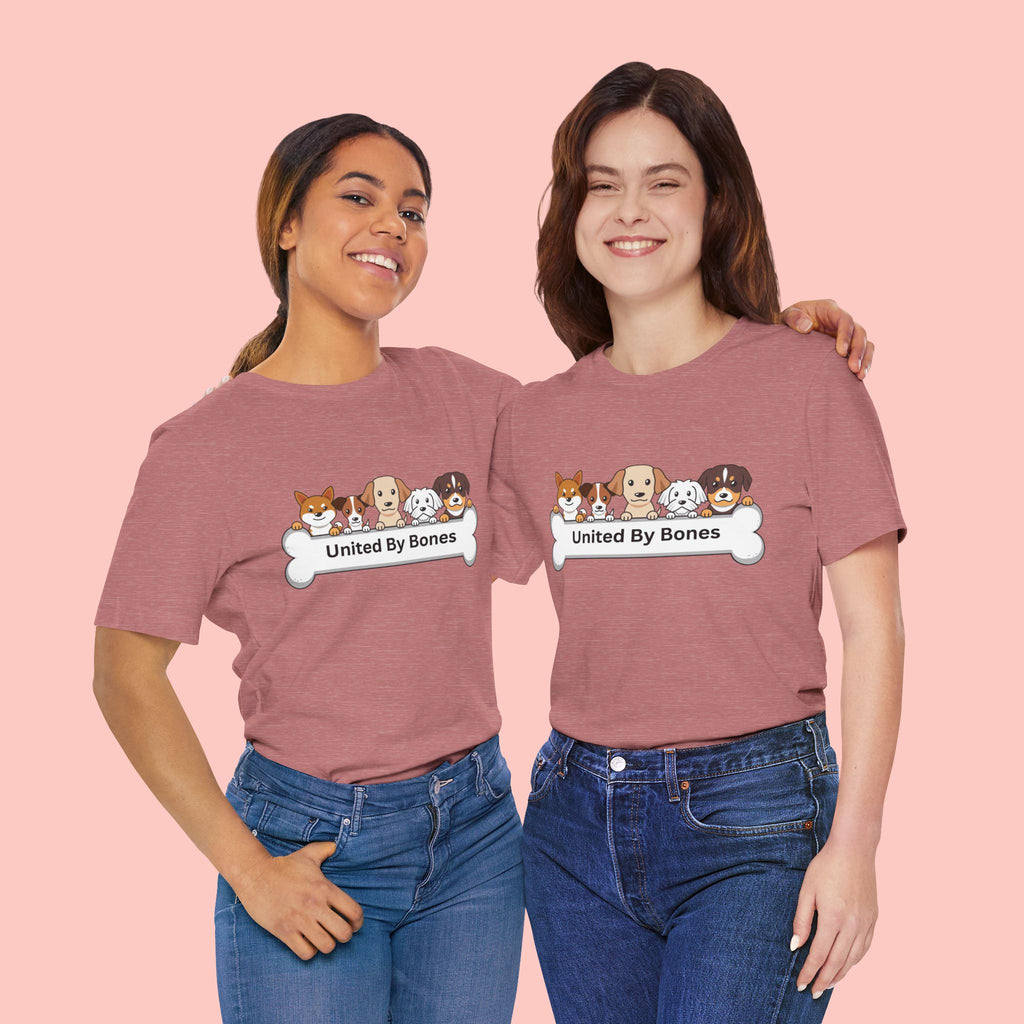 Dog Lover T‑Shirt — "United By Bones" Cute Cartoon Dogs Tee