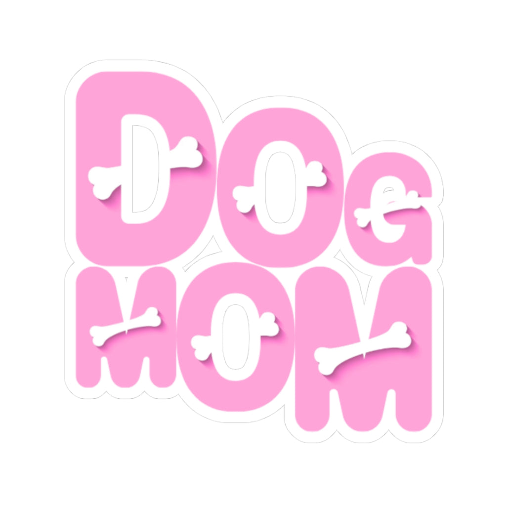 Dog Mom Kiss-Cut Sticker — Pink Bone Lettering Vinyl Decal