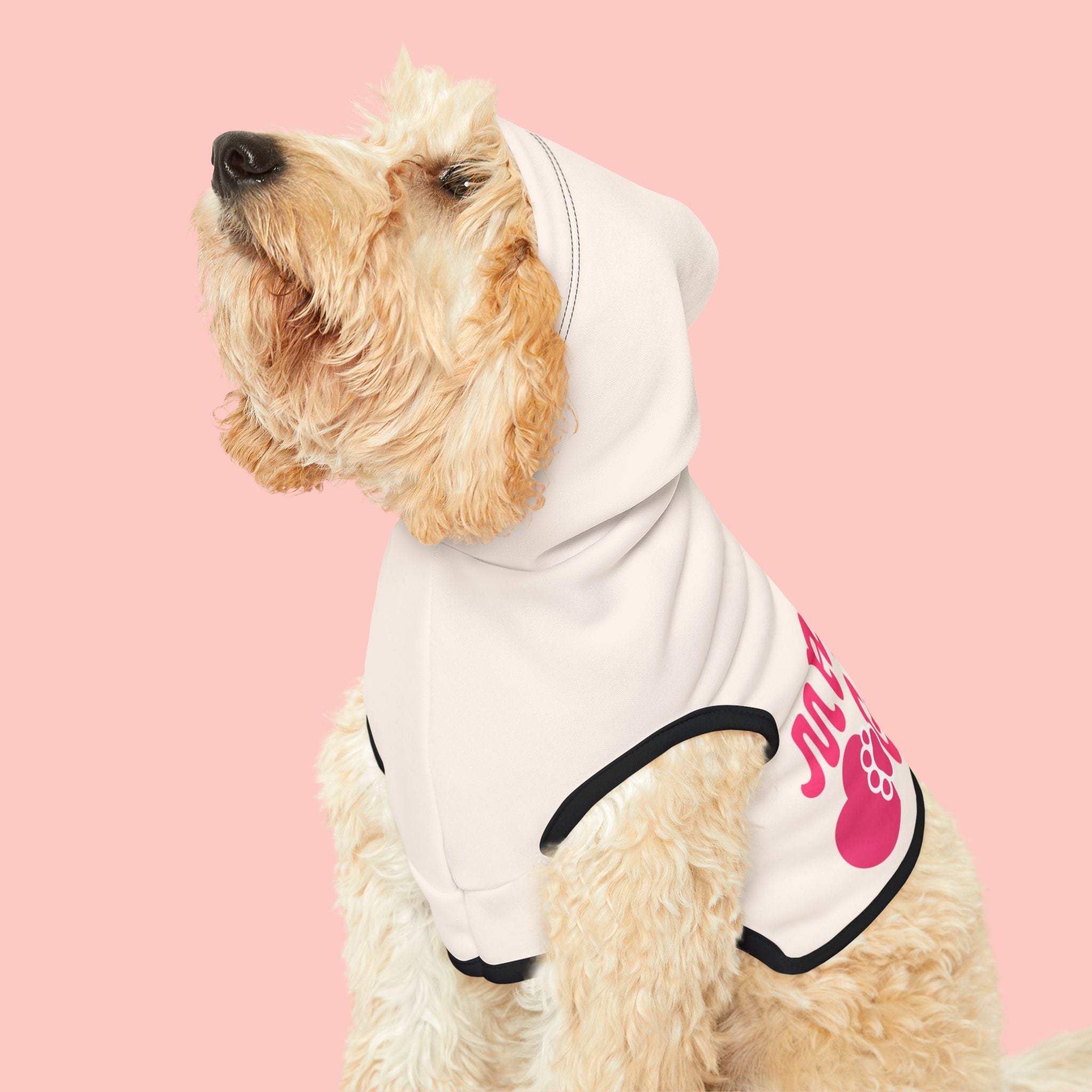 Pet Hoodie — "Mama’s Girl" Pink Heart Puppy Hoodie