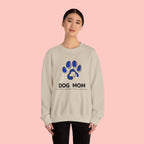 Dog Mom Crewneck Sweatshirt – Blue Paw Graphic "Dog Mom"
