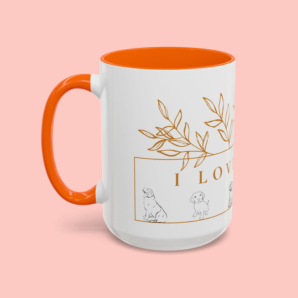 I Love Dogs Accent Coffee Mug — Gold Leaf Dog Lover Ceramic Mug (11oz & 15oz)