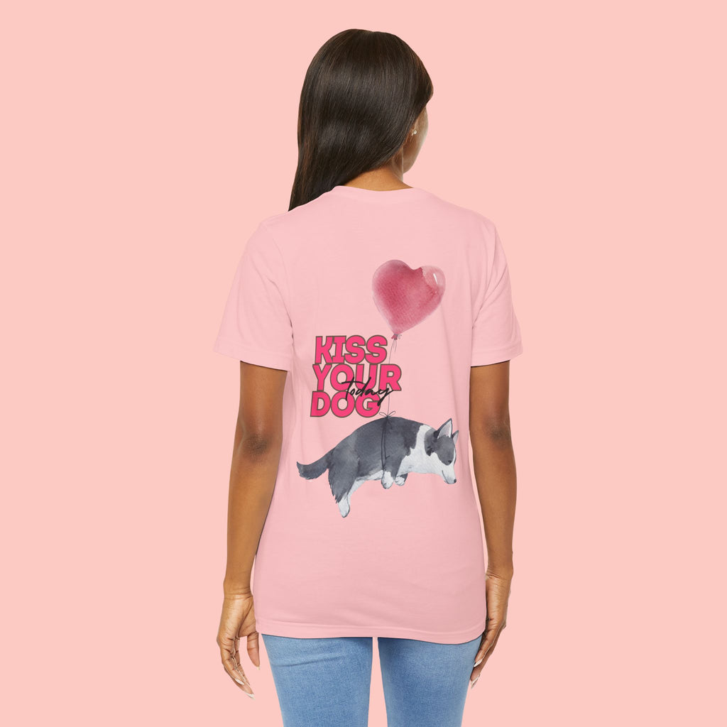 Kiss Your Dog Tee — Corgi Heart Balloon Graphic T-Shirt