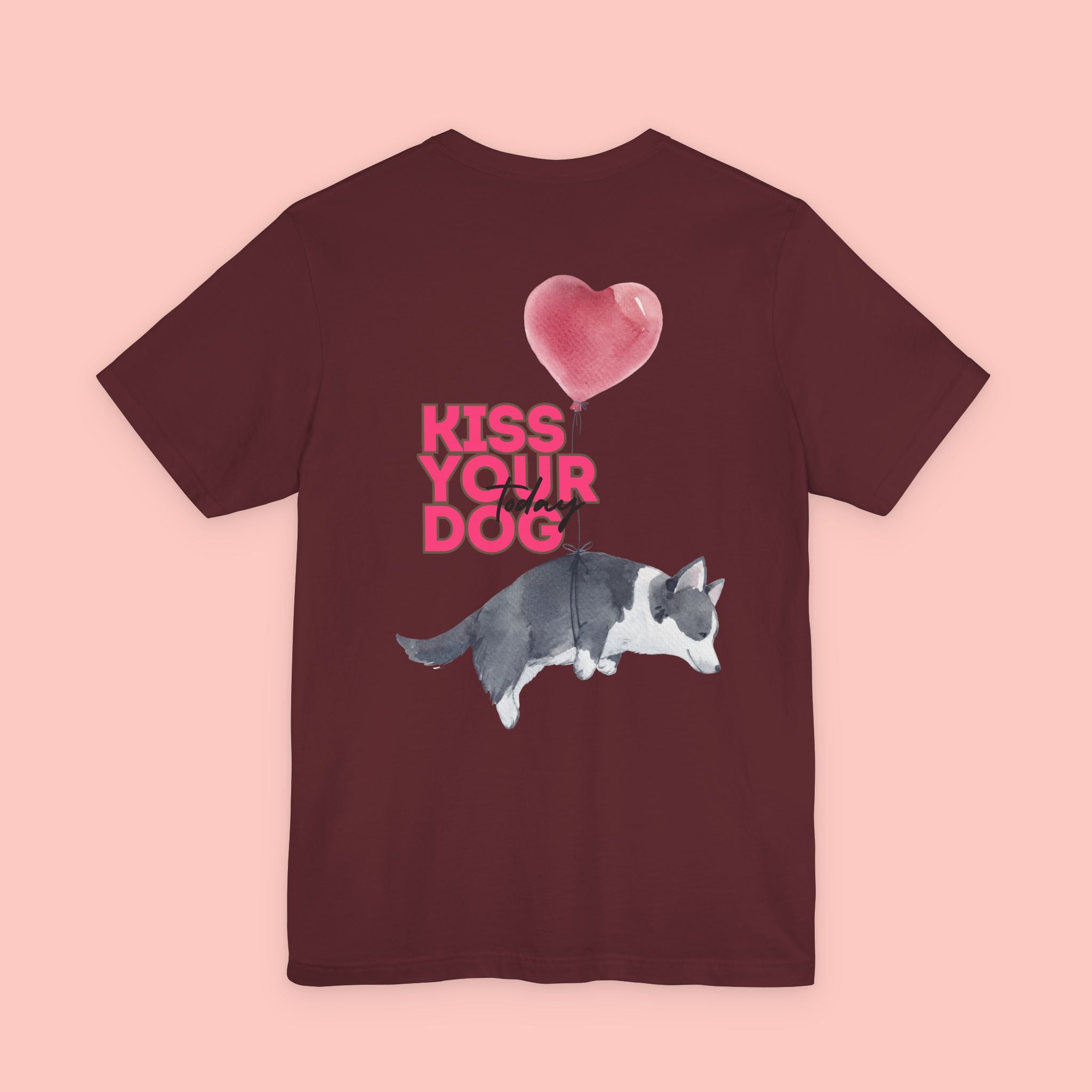 Kiss Your Dog Tee — Corgi Heart Balloon Graphic T-Shirt