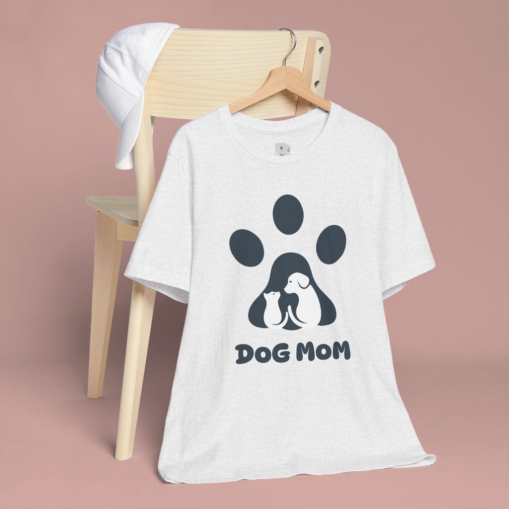 Dog Mom T‑Shirt — Paw Print with Dog & Puppy Graphic