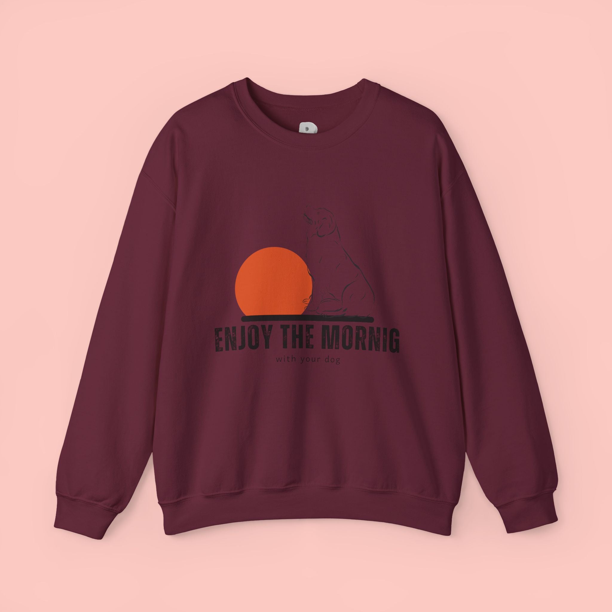 Enjoy the Morning Dog Crewneck Sweatshirt — Sunrise Labrador Graphic