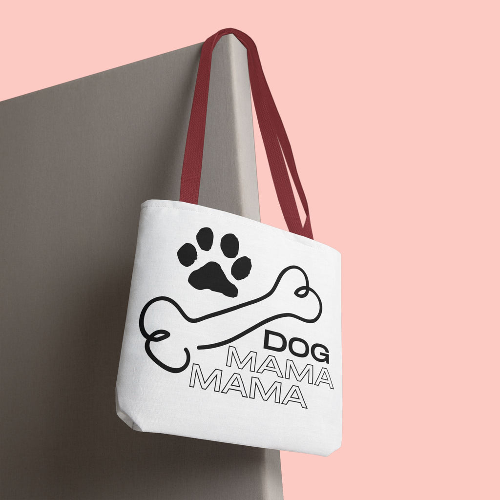 Dog Mama Tote Bag — Paw Print & Bone Graphic Canvas Shopper