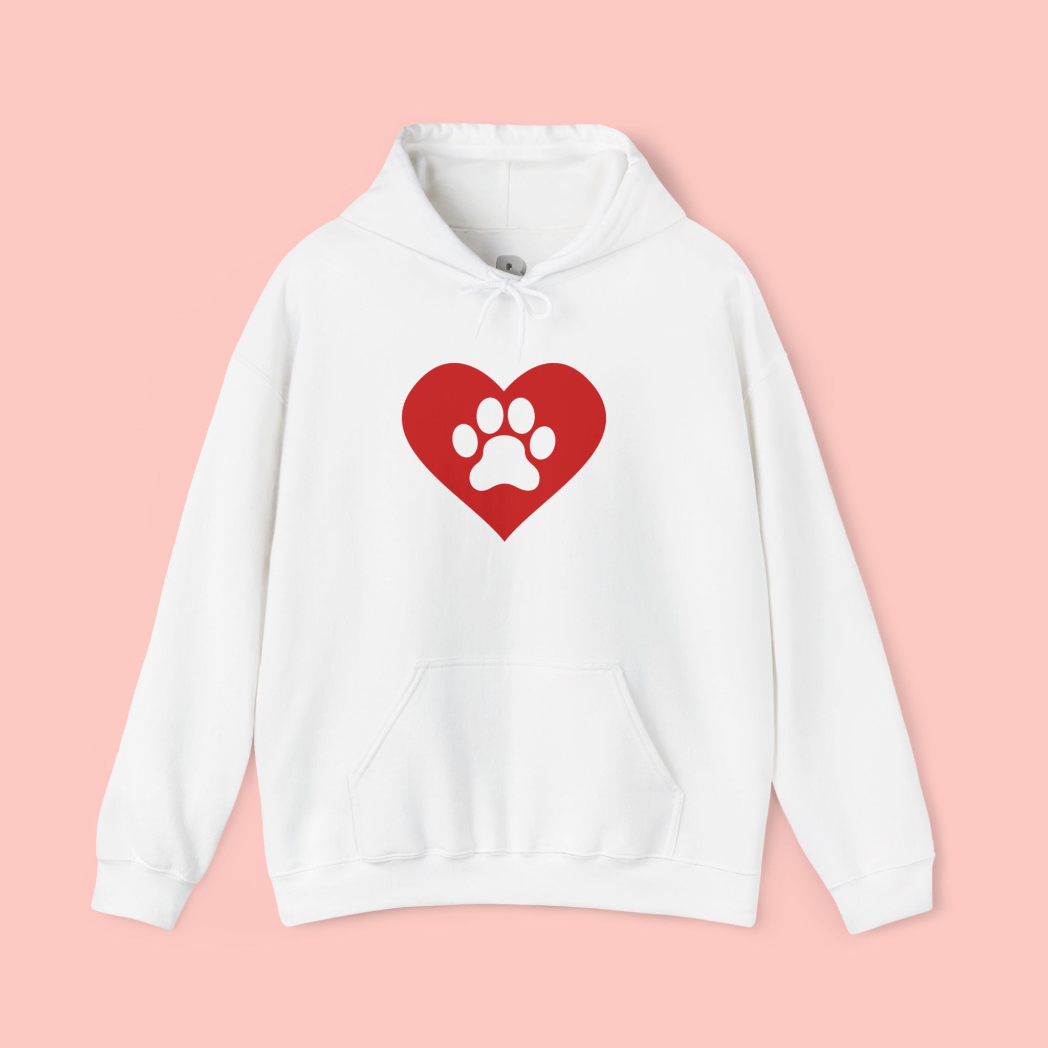 Heart Paw Hoodie — Cute Red Paw Print Animal Lover Sweatshirt
