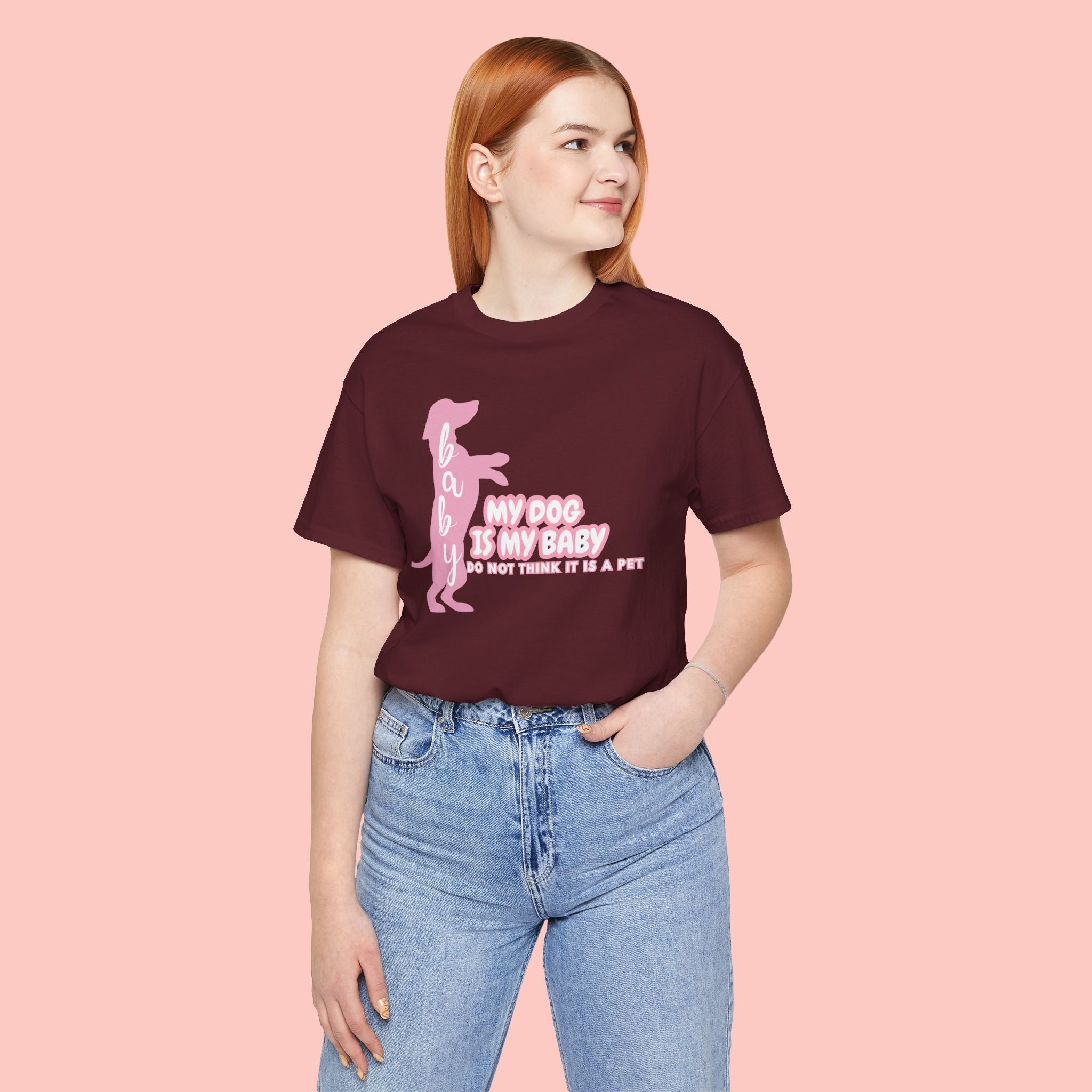 T-Shirt — "My Dog Is My Baby" Pink Dachshund Tee