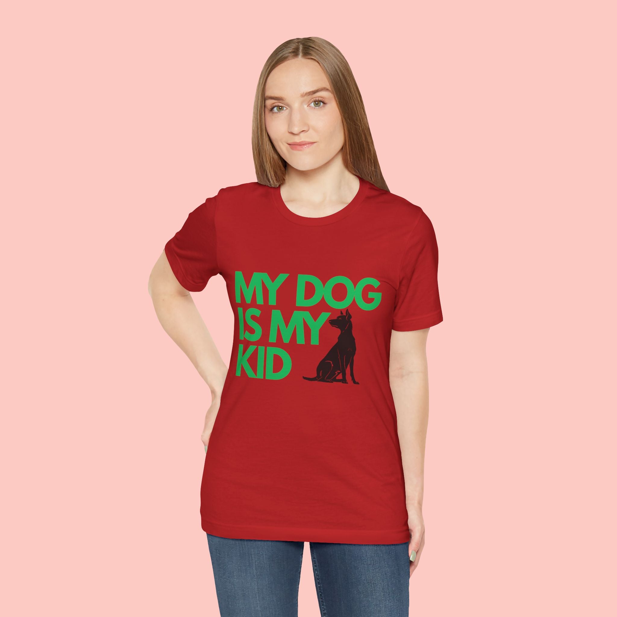 My Dog Is My Kid T-Shirt — Funny Pet Mom/Dad Tee with Sitting Dog Graphic
