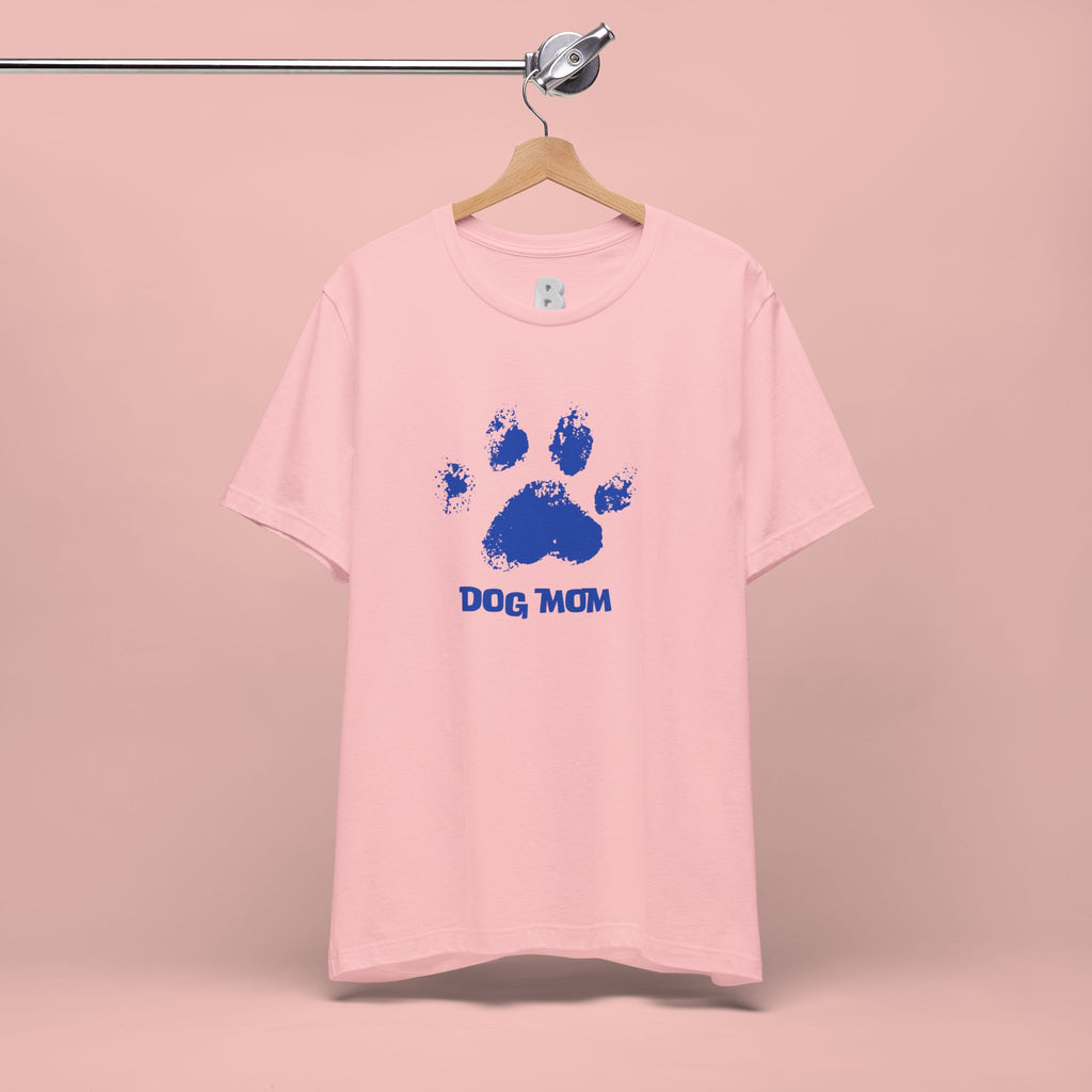 Dog Mom Paw Print T-Shirt — Distressed Blue Design
