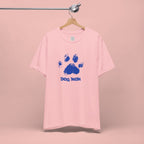 Dog Mom Paw Print T-Shirt — Distressed Blue Design